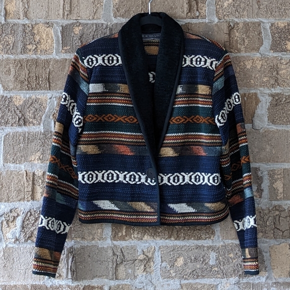 Vintage Jackets & Blazers - Vintage 80s New Identity Southwestern Tribal Jacket Chenille Yarn Tapestry